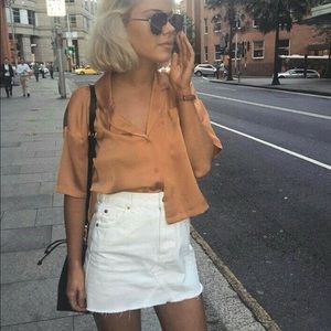 Free People White Denim Miniskirt